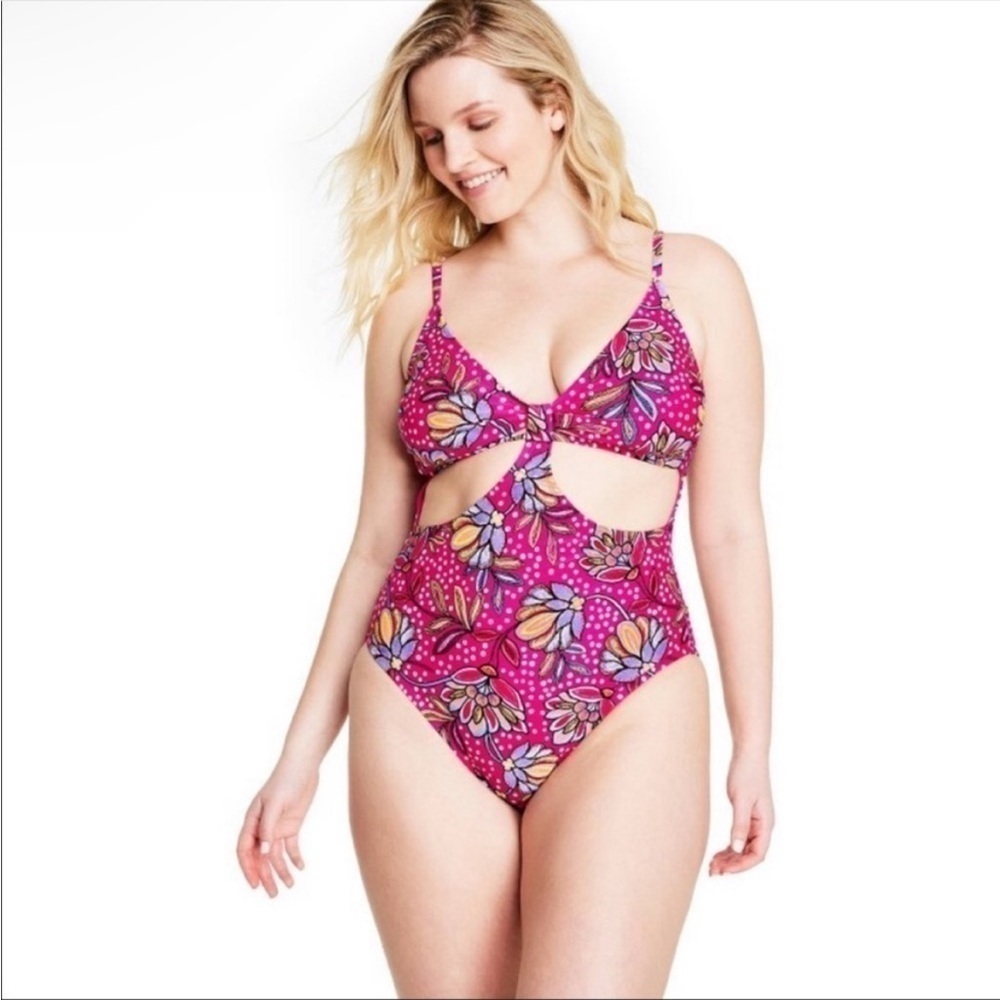 Tabitha Brown X Target Pink Floral Print One Piece Swimsuit XL NWOT